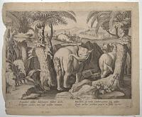 [Cavemen with axes hunting elephants] Trogloditæ insidijs Elephantem fallere docti... III