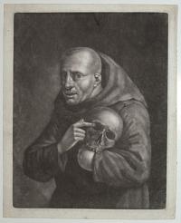 [A monk carrying a skull.]