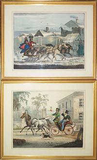 [A pair of scenes of Russian carriages after Alexander Orlowsky.]