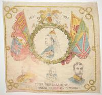 [Silk kerchief] 1837 - 1897 Four Generations the Longest Reign on Record.