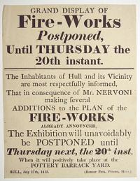 Grand Display of Fire-Works Postponed, Until Thursday the 20th instant.