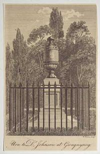 Urn to Dr Johnson at Gwagnynog.