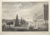 An oblique View of the East front of Hampton Court, with part of the Garden.