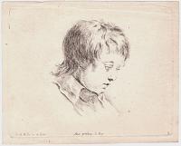[The head of a boy with straight hair, with high collar, looking right.] 13.