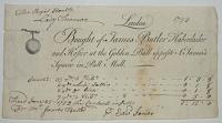 [HABERDASHERY]  Bought of James Butler Haberdasher and Hosier at the Golden Ball opposite St. Jamess Square in Pall Mall.