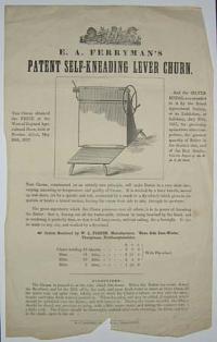 E. A Ferryman�s Patent Self-Kneading Lever Churn � Orders Received by W.L.Fisher, Manufacturer, �Nene Side Iron-Works,� Thrapstone, Northamptonshire �