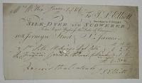 [DYER / SCOWERER]  To J.S.Elliott Successor to S.Stiles Silk-Dyer and Scowerer To His Royal Highness the Duke of Clarence. 108 Jermyn Street St James�s.