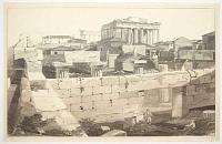 [View of the Parthenon from the Propylea.]