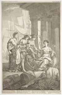[Britannia receiving homage from allegorical figures of the Four Continents.]