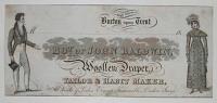[TAILORS]  High Street, Burton upon Trent � Bot. of John Baldwin, Woollen Draper, Tailor & Habit Maker, All kinds of Ladies Elegant Fashionable London Stay.