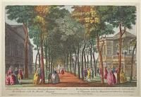 A View of Marybone Gardens, shewing the Grand Walk, and the Orchestra, with the Musick a Playing.