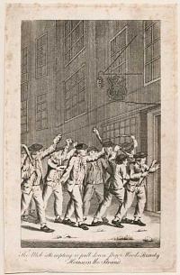 [Brothel] The Mob attempting to pull down Peter Woods Bawdy House in the Strand.