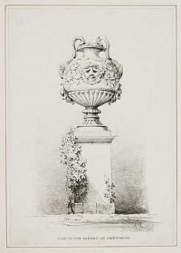 [A decorated urn on a plinth] Vase in the Garden at Petworth.