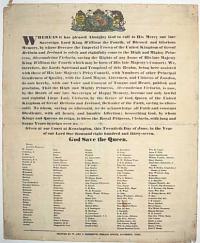 [Declaration of the accession of Queen Victoria] Whearas it has pleased Almighty God to call to His Mercy our late Sovereign Lord King William the Fourth, of Blessed and Glorious Memory,