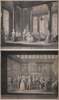 The Exhibition of the Royal Academy of Painting, in the Year 1771. From an Original Drawing in the Possession of Rob.t Sayer. [&] The Inside of the Pantheon in Oxford Road. L'Intérior du Panthéon de Londres.