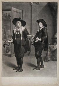 [Griffin & Johnson in the Characters of Tribulation and Ananias Act 3d. Scene 2d.  Play of The Alchemist.]