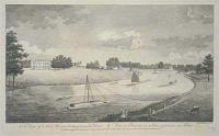 A view of Sion House, looking towards Kew.  Vue du Chateau de Sion, regardant vers Kew.