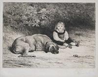 [Girl with a Mastiff.]