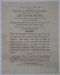 This Day was published, by Subscription, [Price 10s.6d. in Colours, or 5s.6d. Plain] An Engraving,
