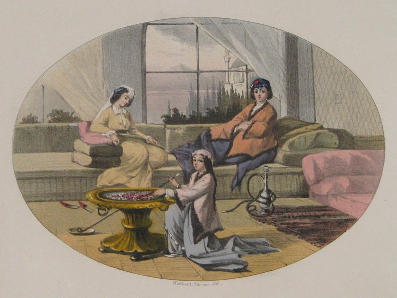 [Three women; interior scene in Turkey.]