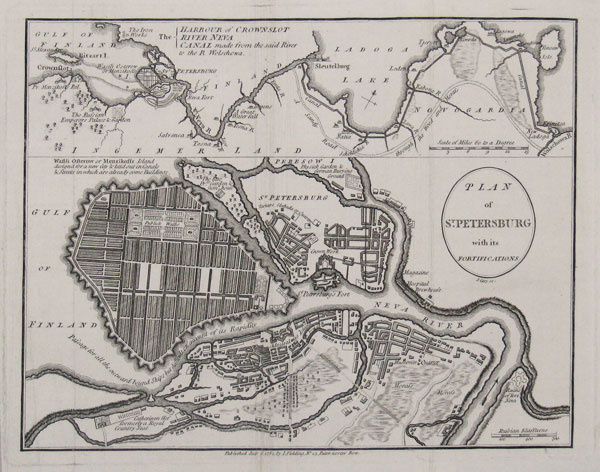 Plan of St Petersburg with its fortifications.