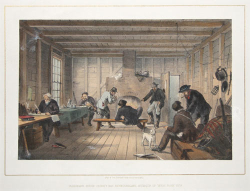 Telegraph House, Trinity Bay, Newfoundland. Interior of 'Mess Room' 1858.