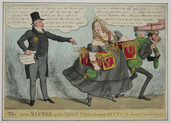 [William IV] The new Master of the Crown Inn discharging Betty the head Chambermaid.