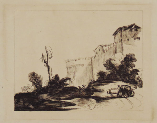 [Landscape with large fortification.]