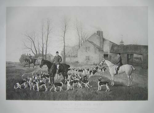The Start for the Meet - 1882. The Quorn Pack Huntsman & Whips leaving the old Kennels at Quorn,