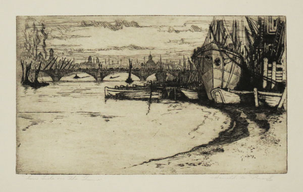 ''Low Tide on the Thames'' [pencil].