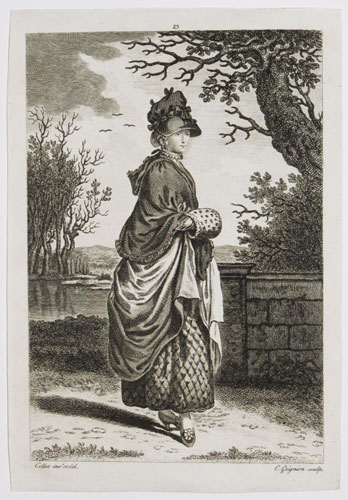 [Woman in winter dress, with muff.]