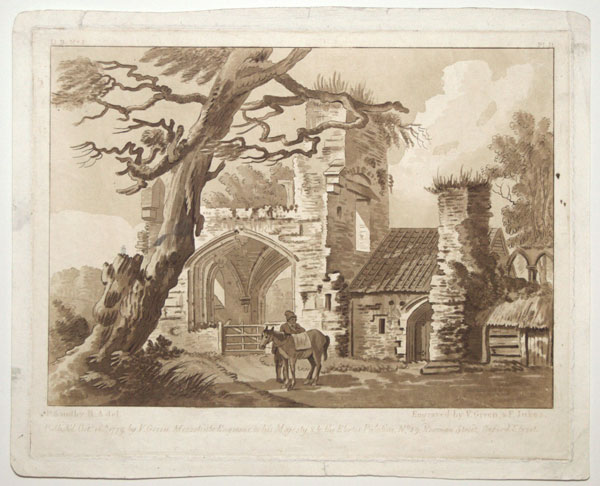 [Untitled landscape a ruined abbey.] D.B. No 1. Pl II.