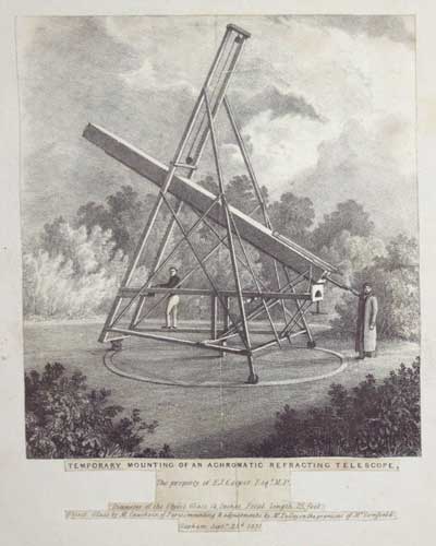 Temporary Mounting of an Achromatic Refracting Telescope. Te property of E.J. Cooper Esq.r M.P.