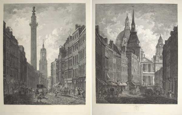 [Pair: Ludgate Street & Monument] [To Sir James Sanderson Knight & Bart.